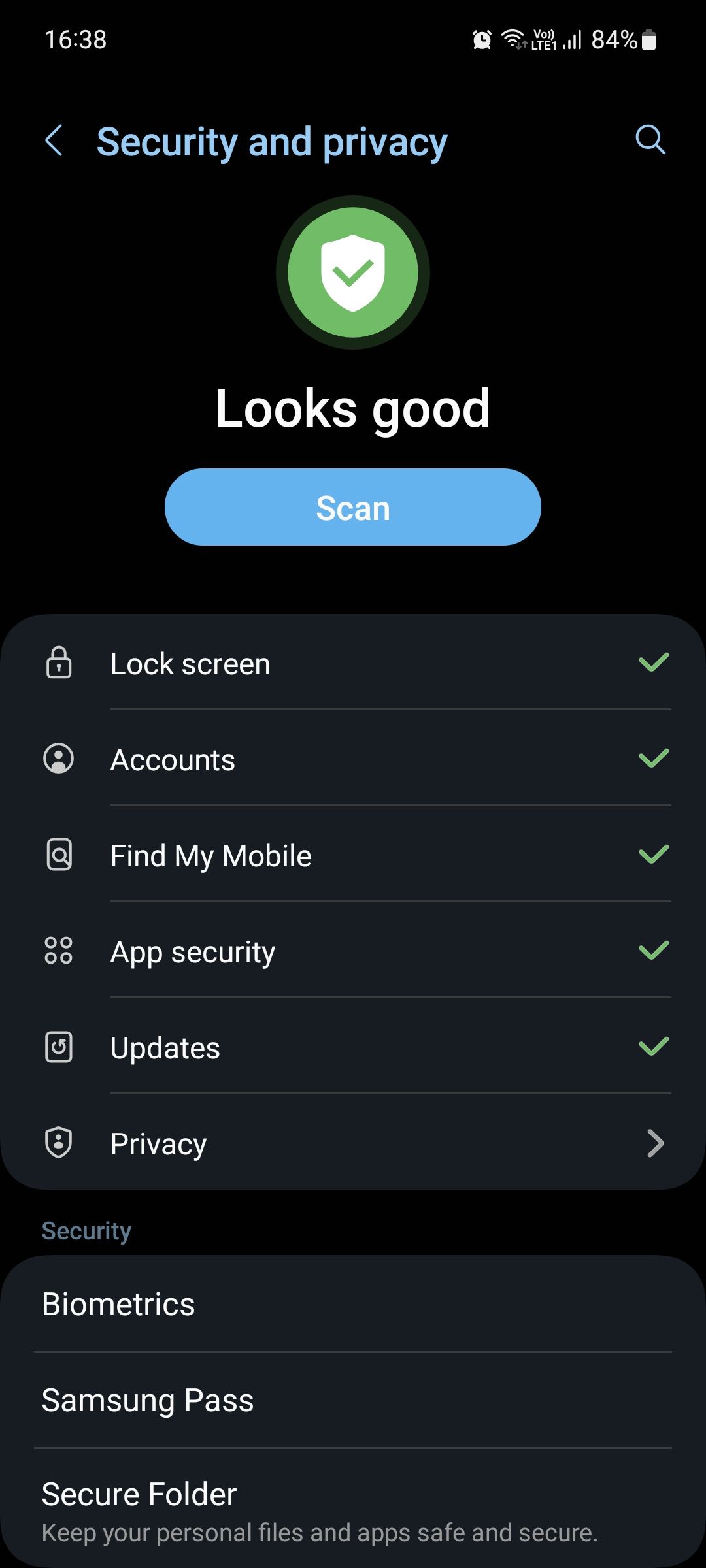 Samsung One UI 5 Security and privacy menu