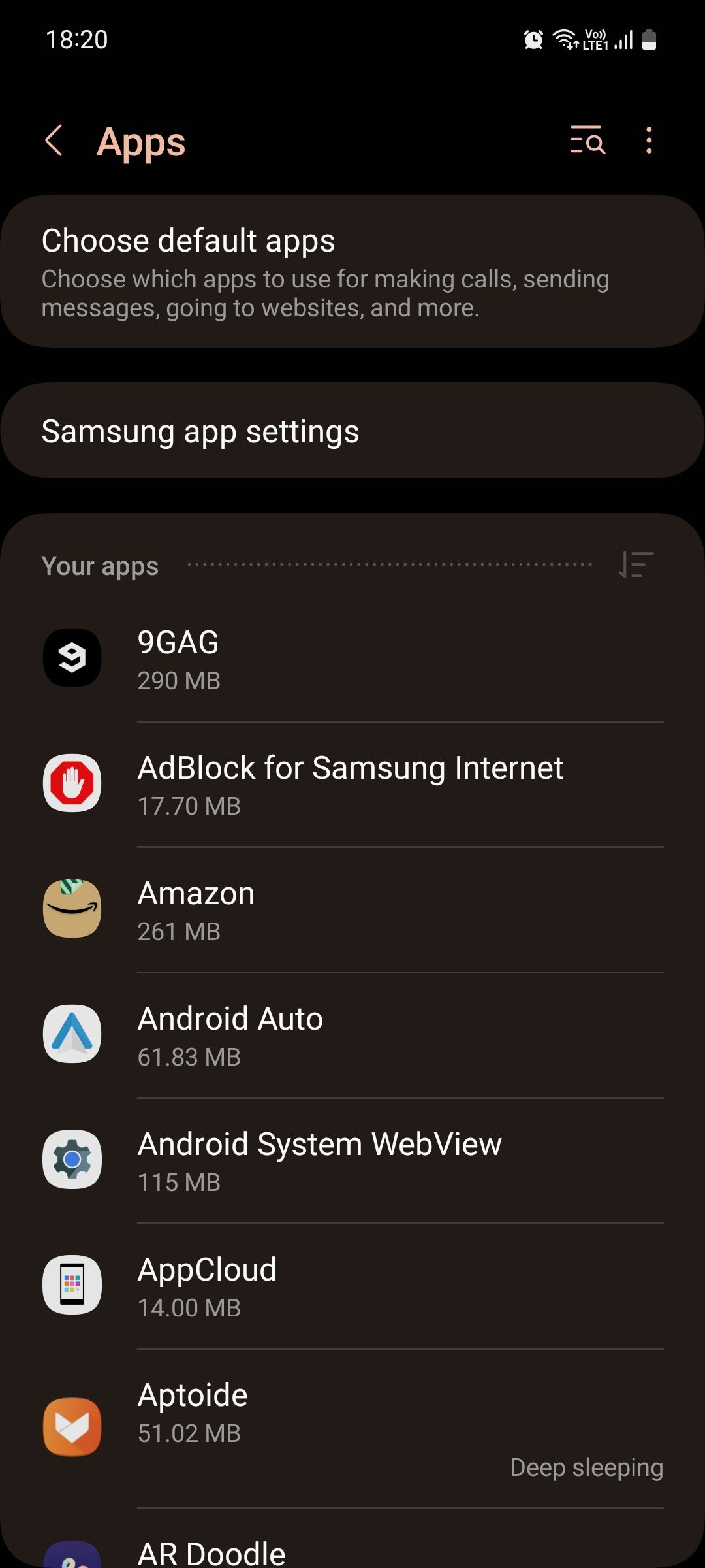 Samsung One UI Apps menu