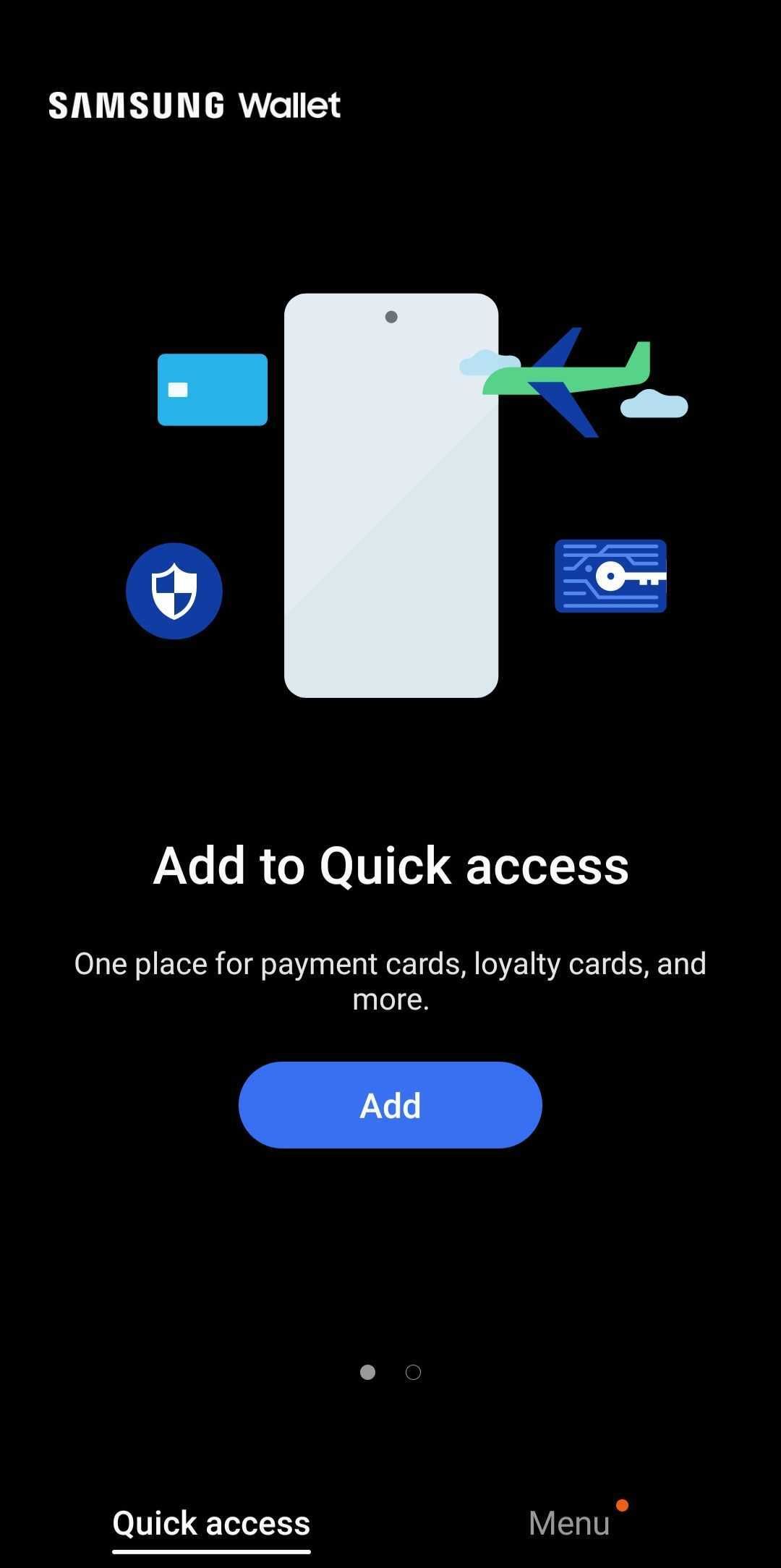 samsung wallet app quick access screenshot