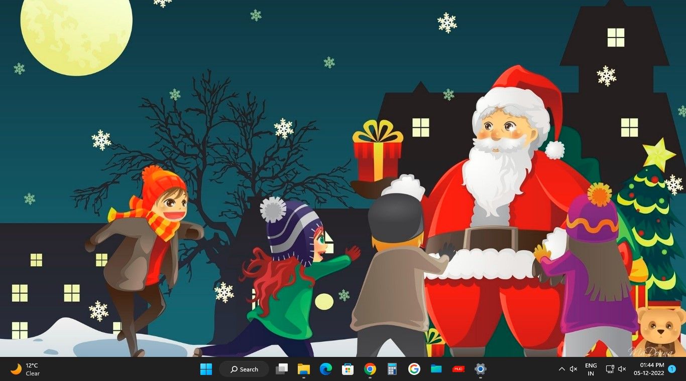 تم بابا نوئل روی صفحه لپ تاپ ویندوز