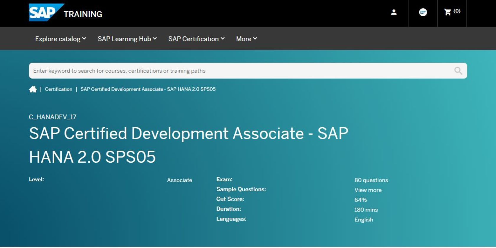 اسکرین شات از SAP Certified Development Associate