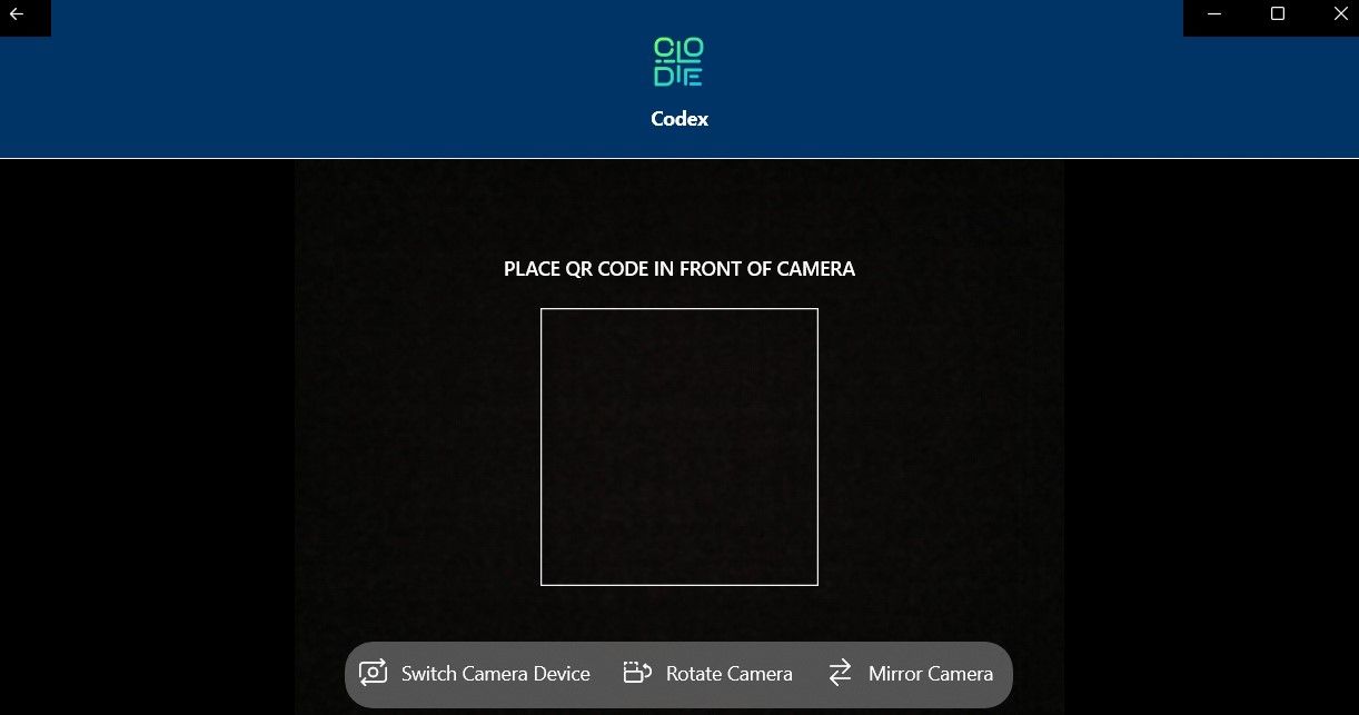 Escanee el código QR en la aplicación Codex en Windows