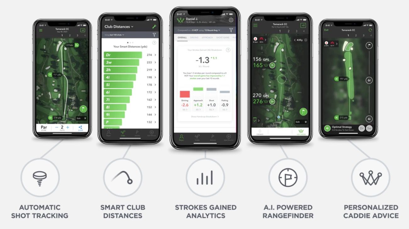 Product shot of Arccos smart caddie smart sensor app
