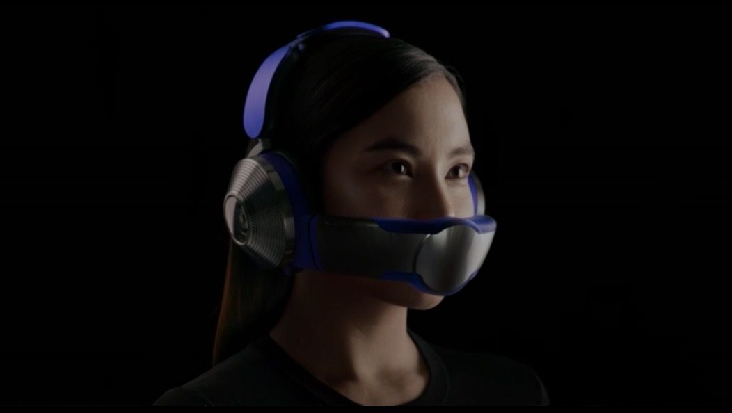 Woman wearing Dyson smart mask