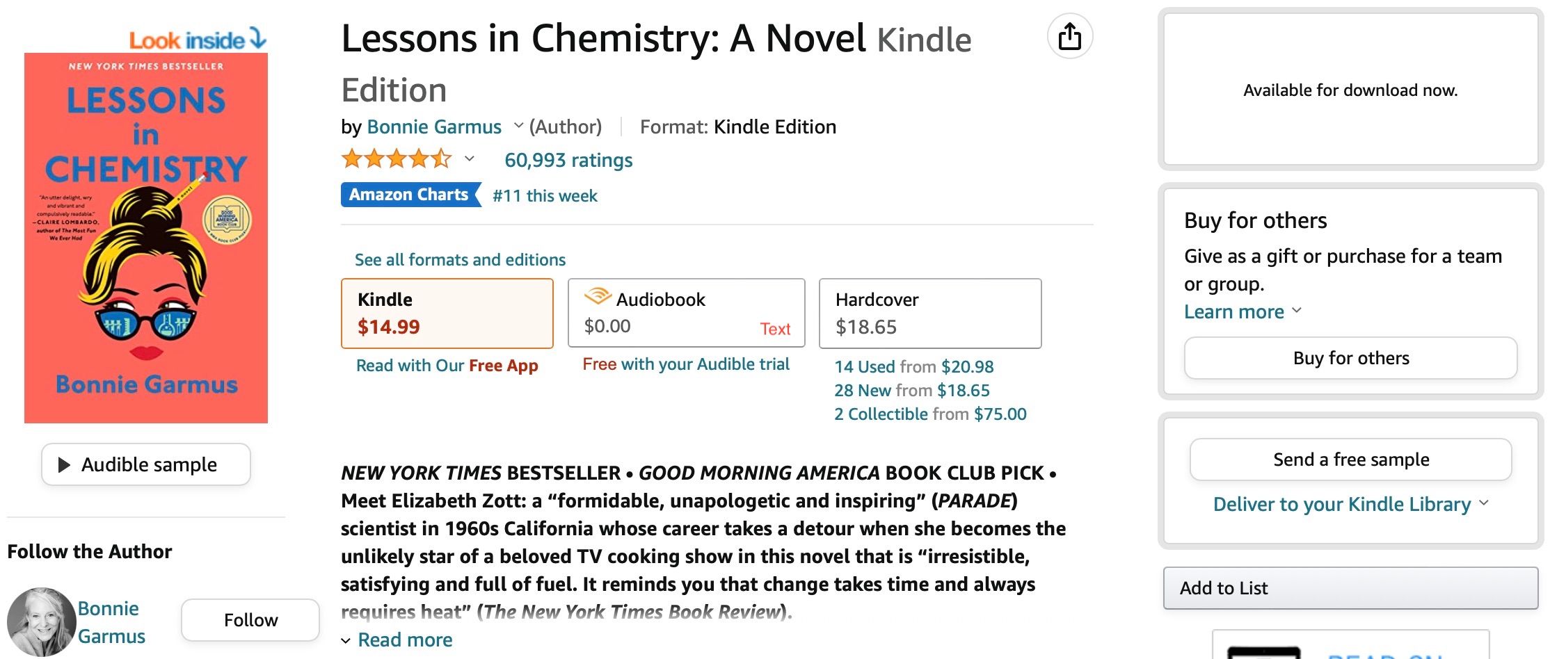 Screenshot of Amazon Kindle store showing buy for others option on a sample title