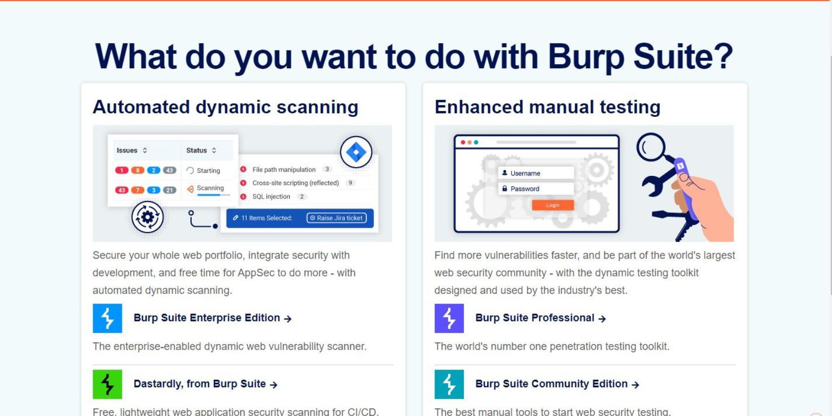 Screenshot of the BurpSuite website 