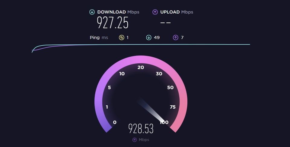 Screenshot of Speedtest by Ookla using a fiber connection