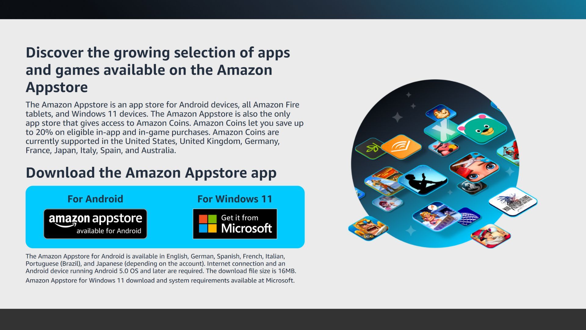 screenshot of the amazon website where you can download appstore