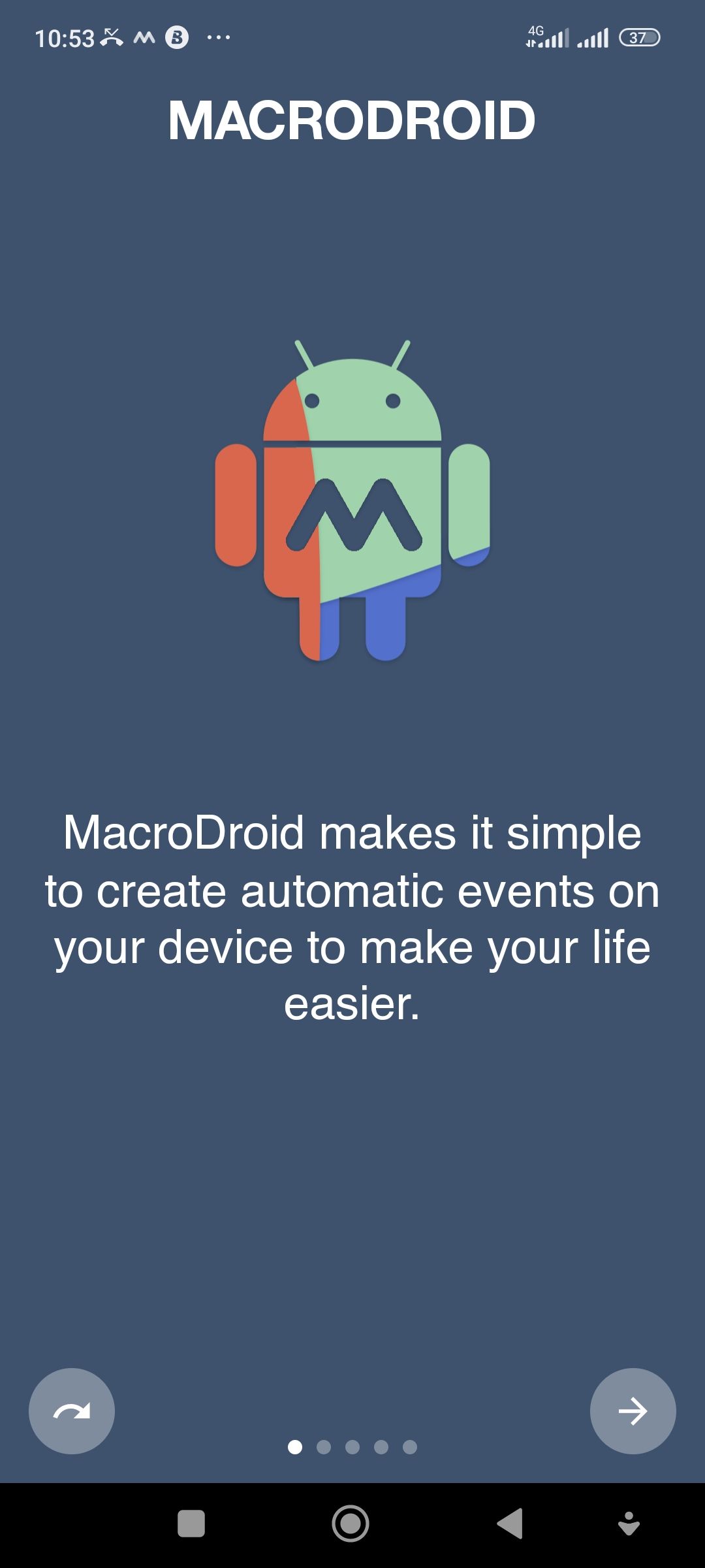 Screenshot of MacroDroid splash screen