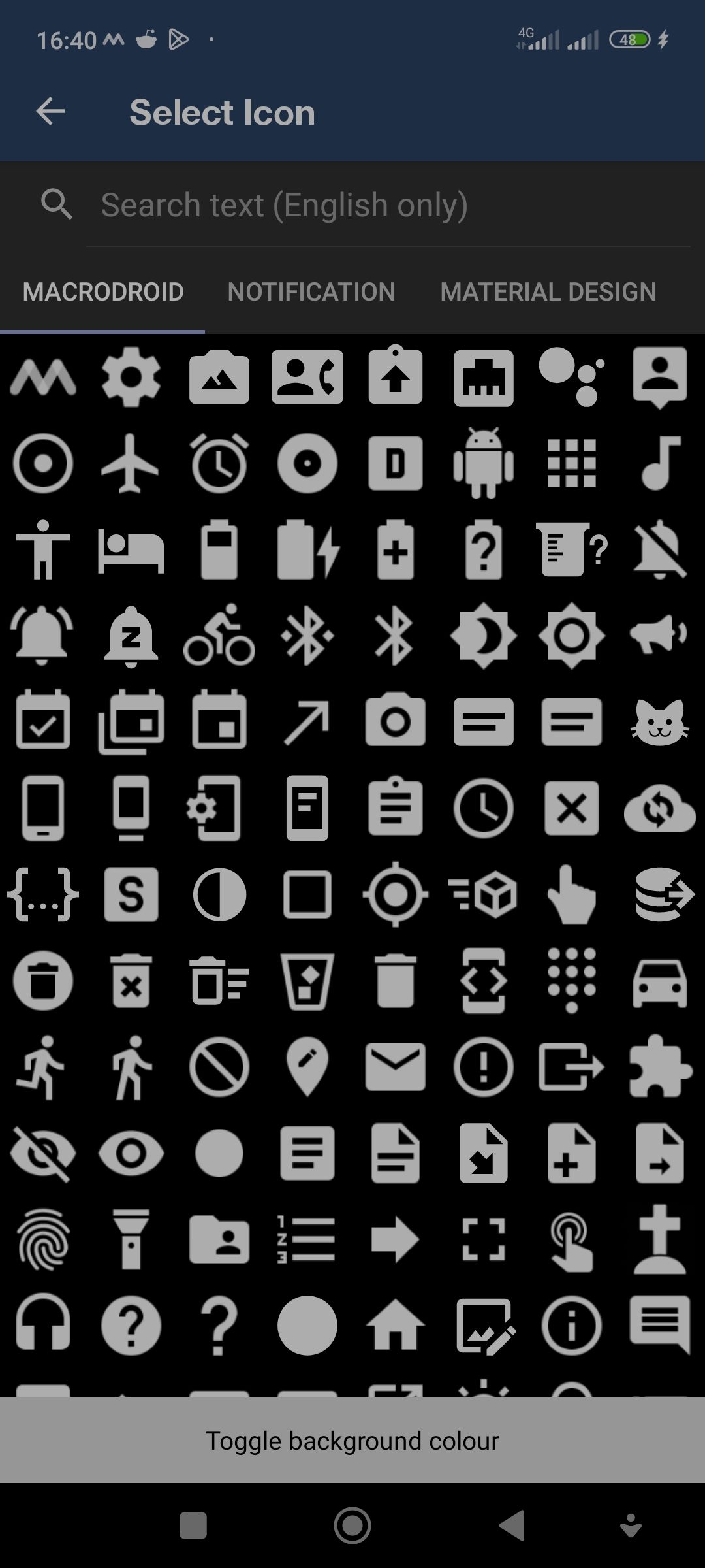 Usable icons available on MacroDroid