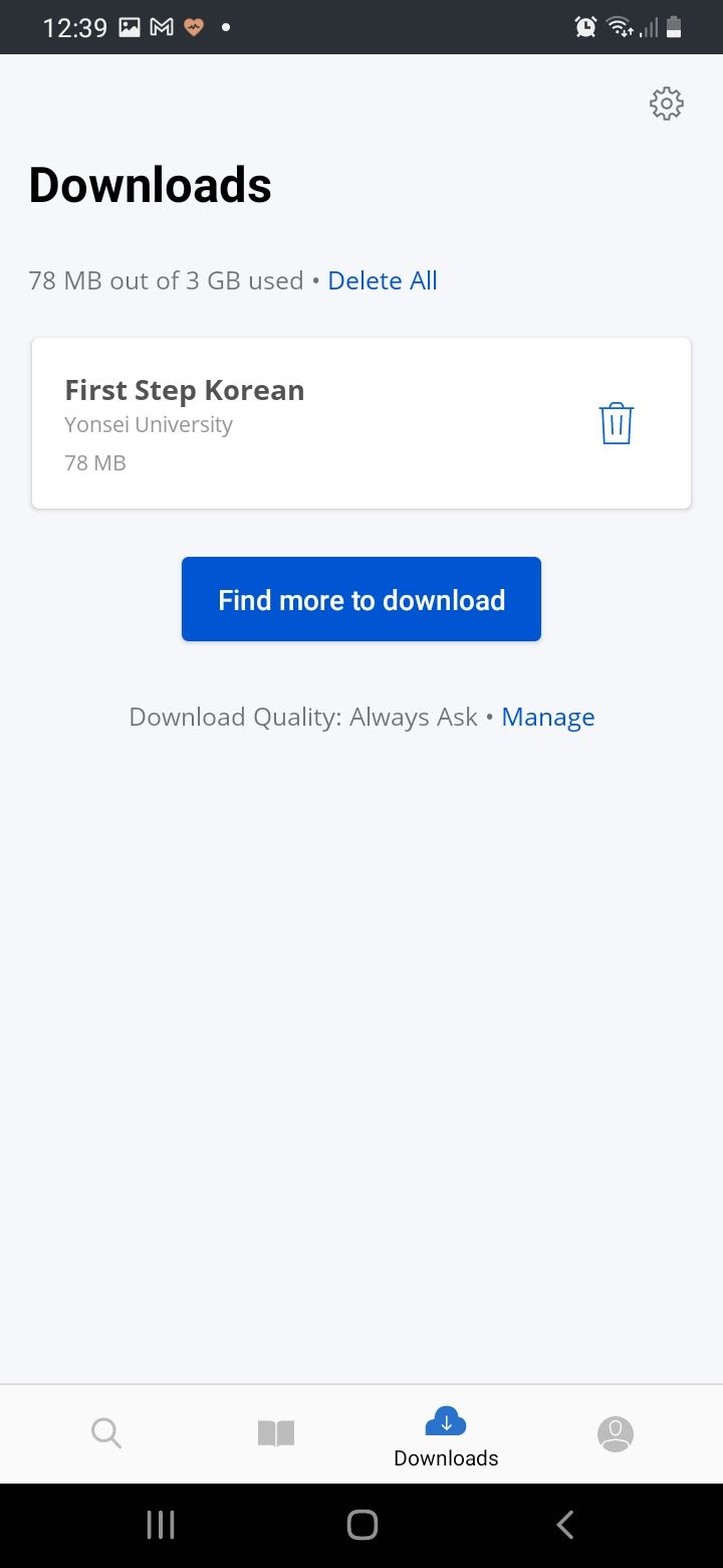 Coursera app downloads page