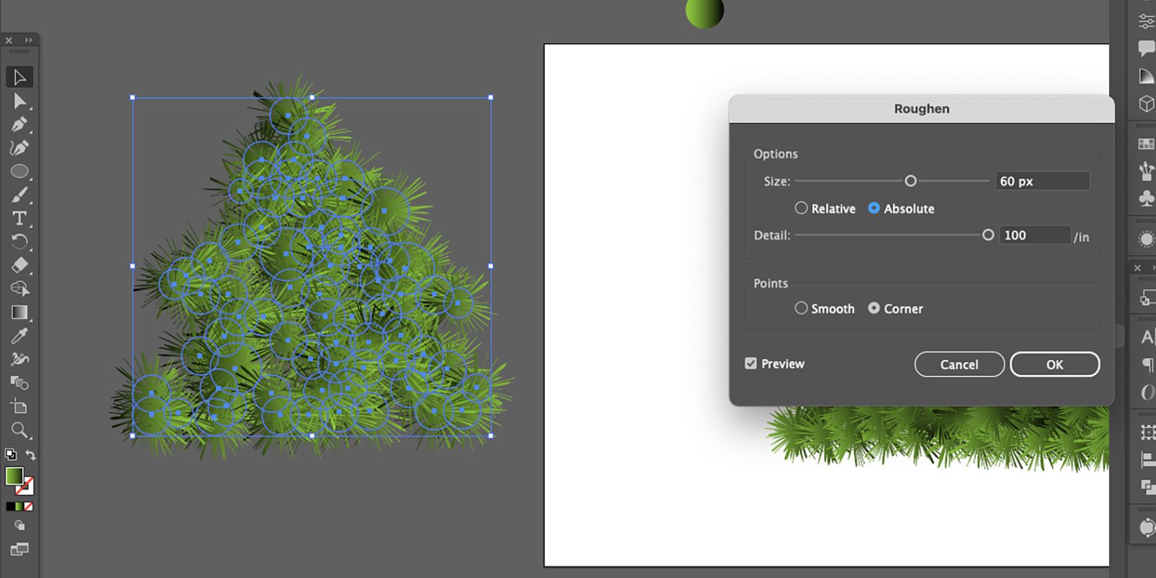 Adobe Illustrator rough texture Christmas tree