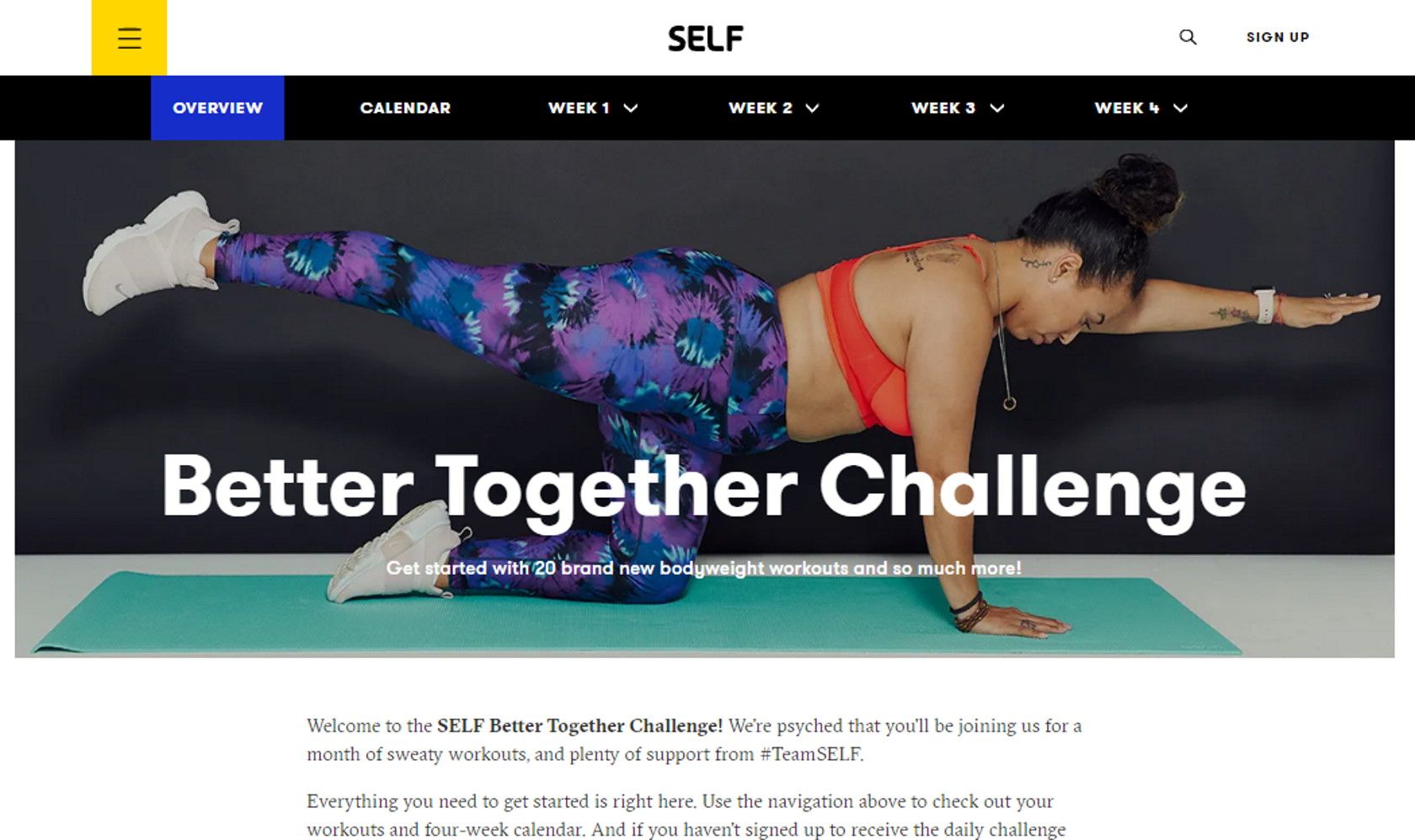 SELF Better Together four week fitness challenge