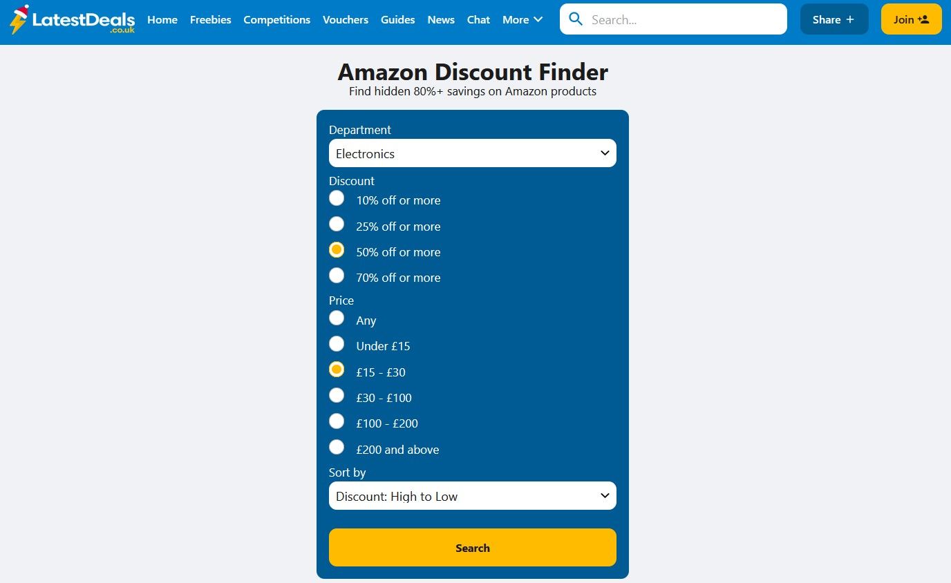 Configuration d'Amazon Discount Finder sur les dernières offres