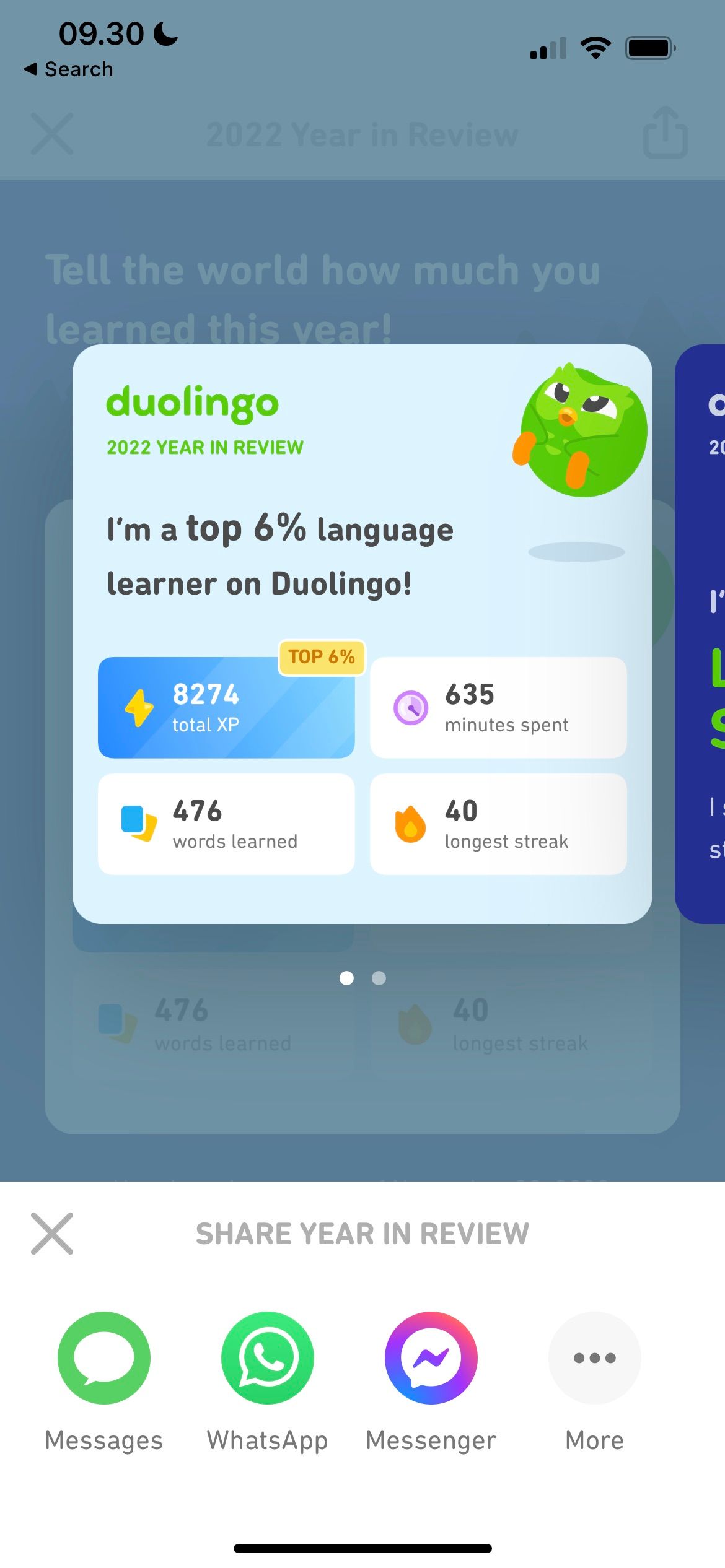 Share Duolingo Statistics Screenshot