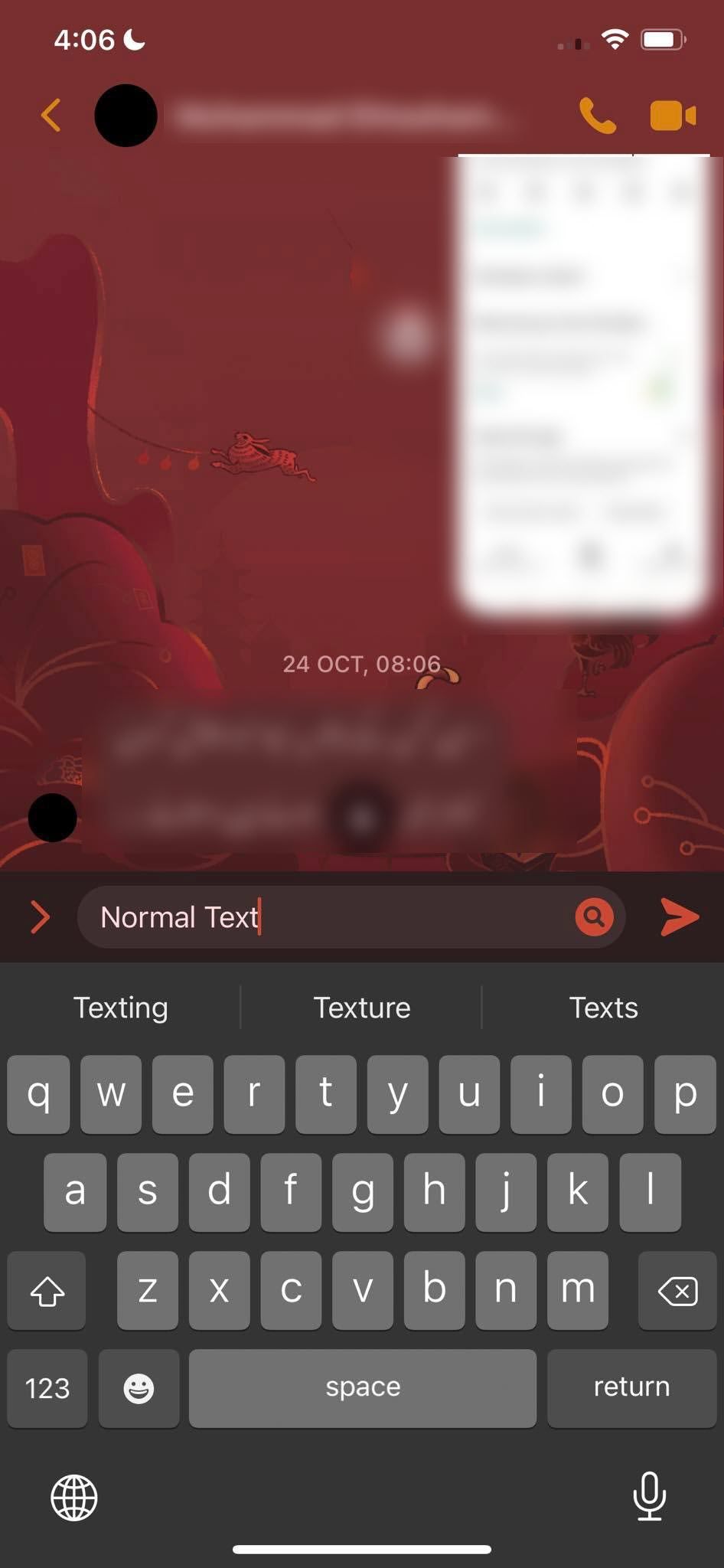 Showing How a Normal Text Font Looks Like in Messenger App