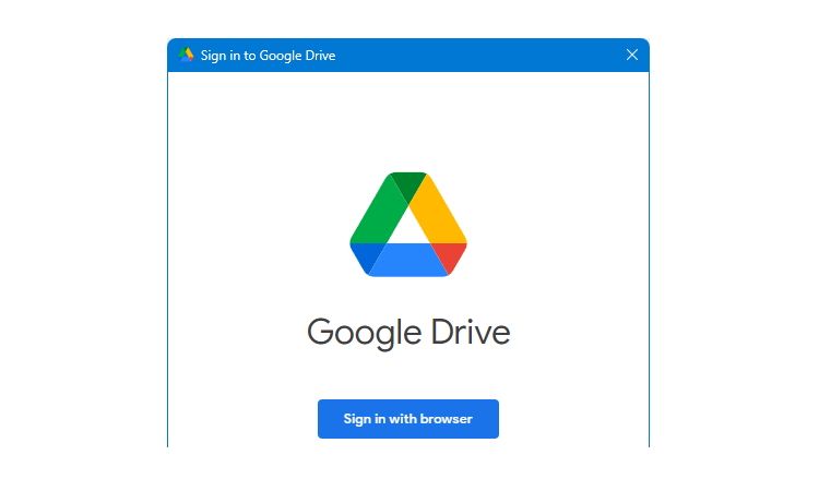 Opción de inicio de sesión en el sitio web de Google Drive