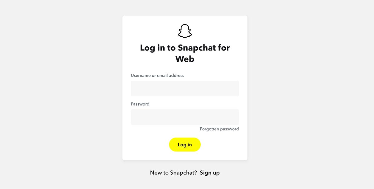 Sign in to Snapchat for web