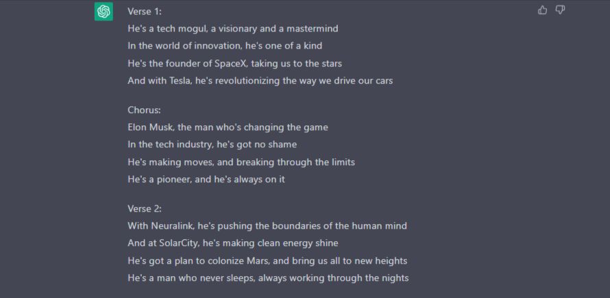Song about Elon Musk by ChatGPT
