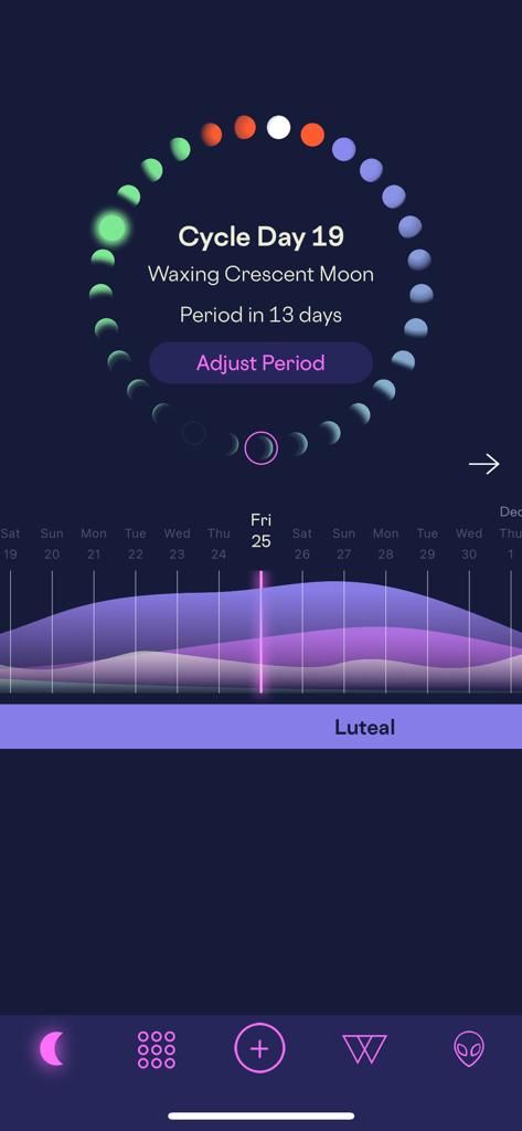 روز نوزدهم چرخه برنامه Stardust Period Tracker