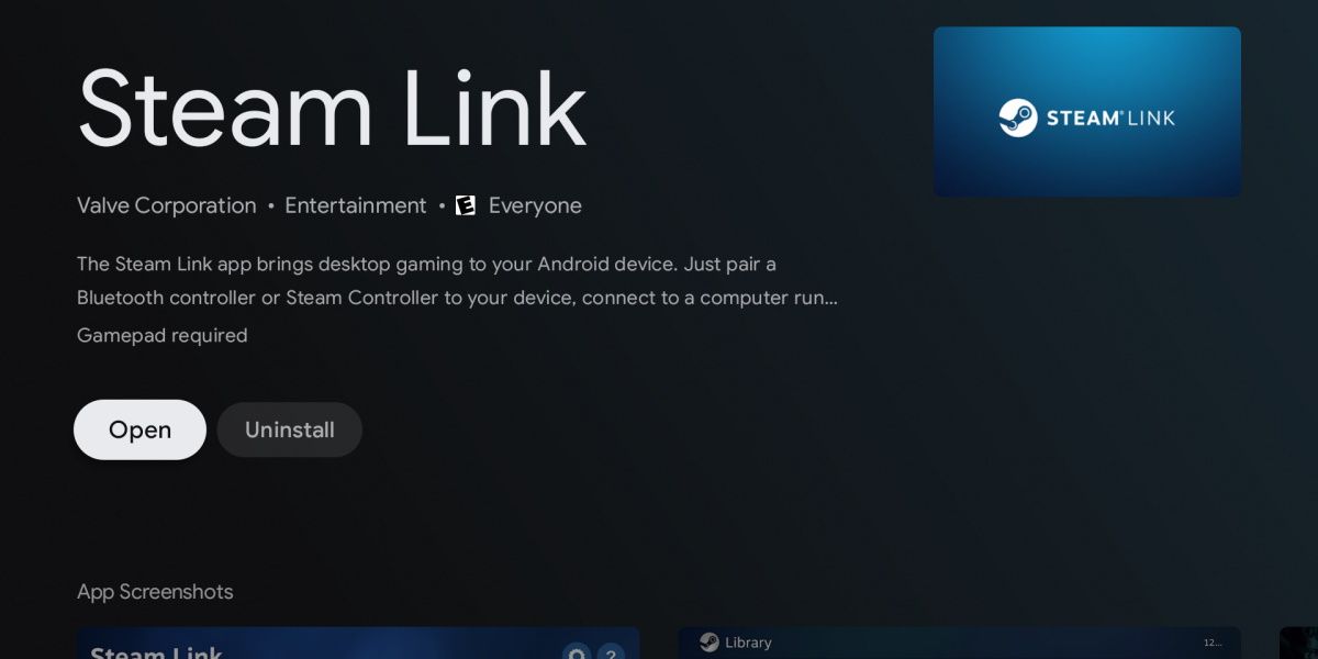 Steam Link in Play Store on Shield TV