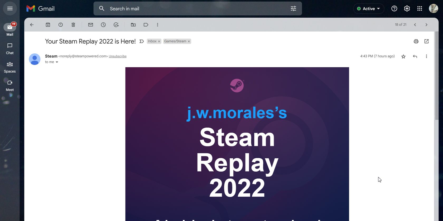 Phát lại Steam trong email