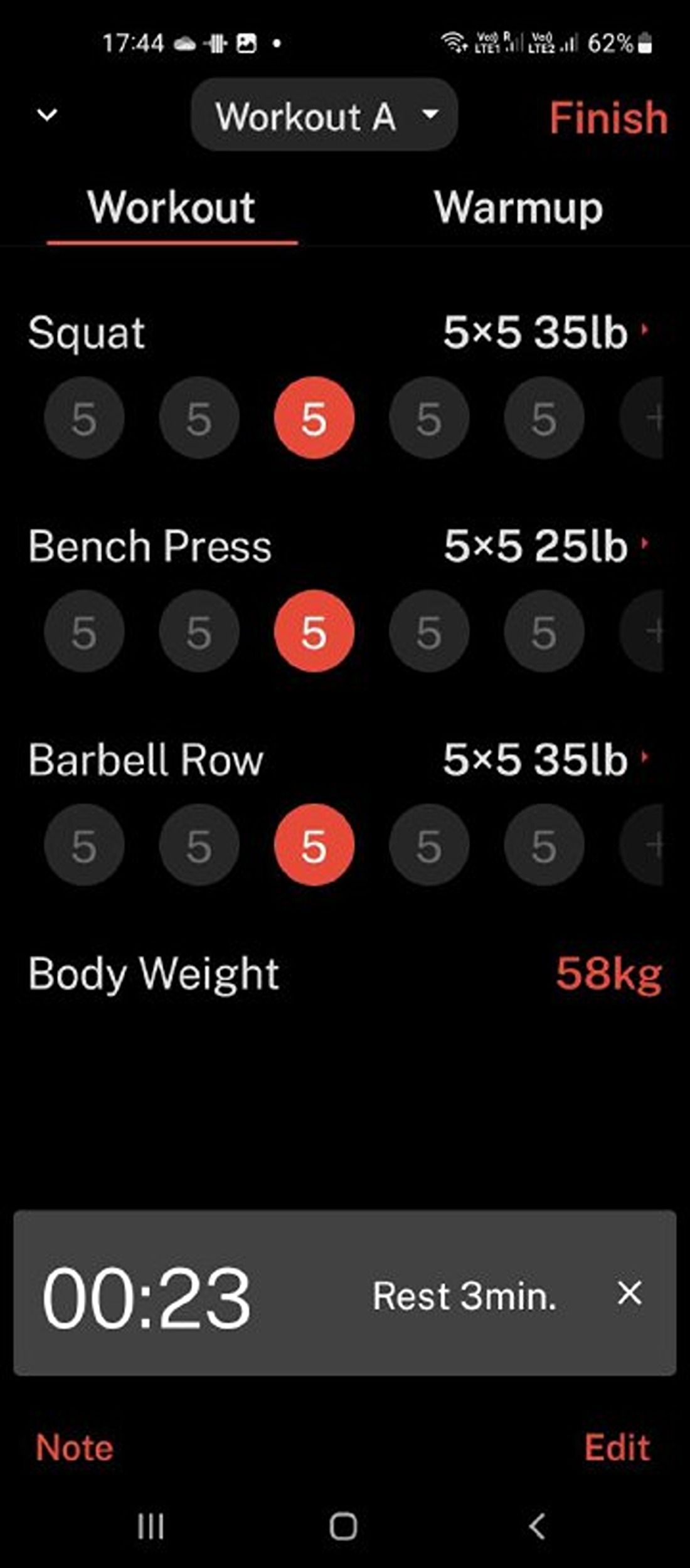 Strong Weight Lifting exercise tracker