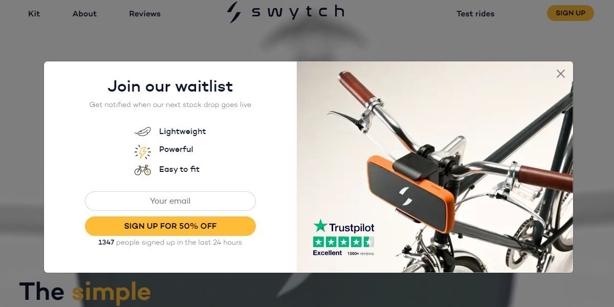 Form to join the Swytch Kit waitlist with an email.