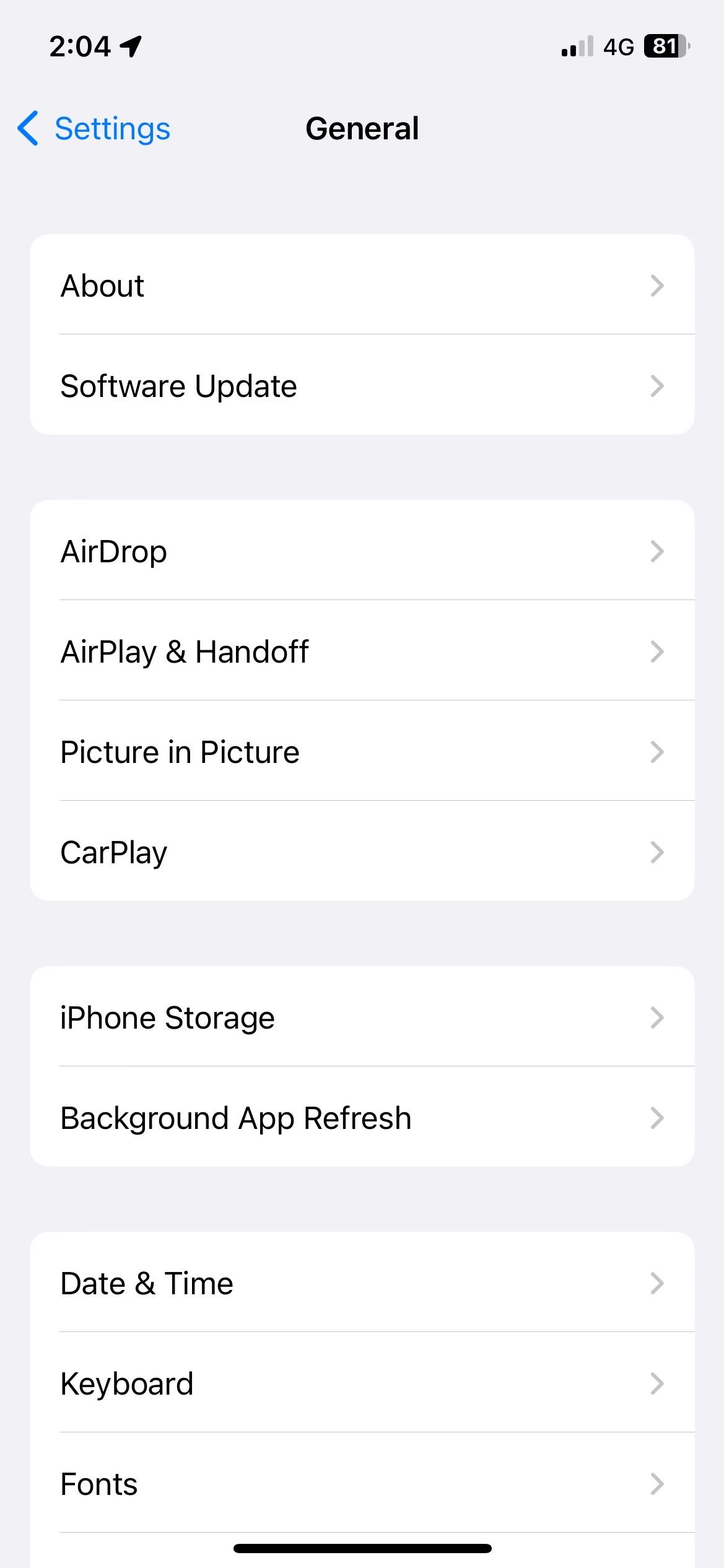 Tap iPhone Storage