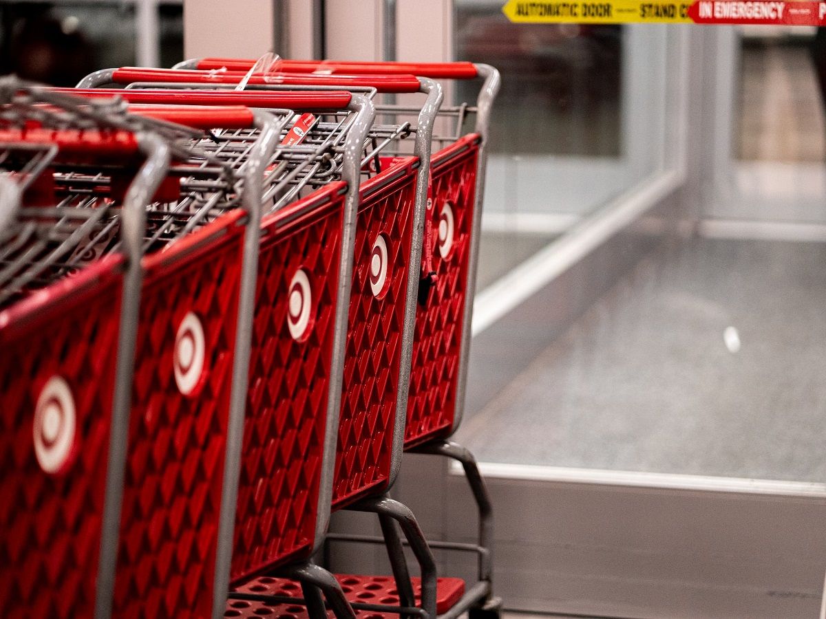 Shopping carts stacked with the Target logo
