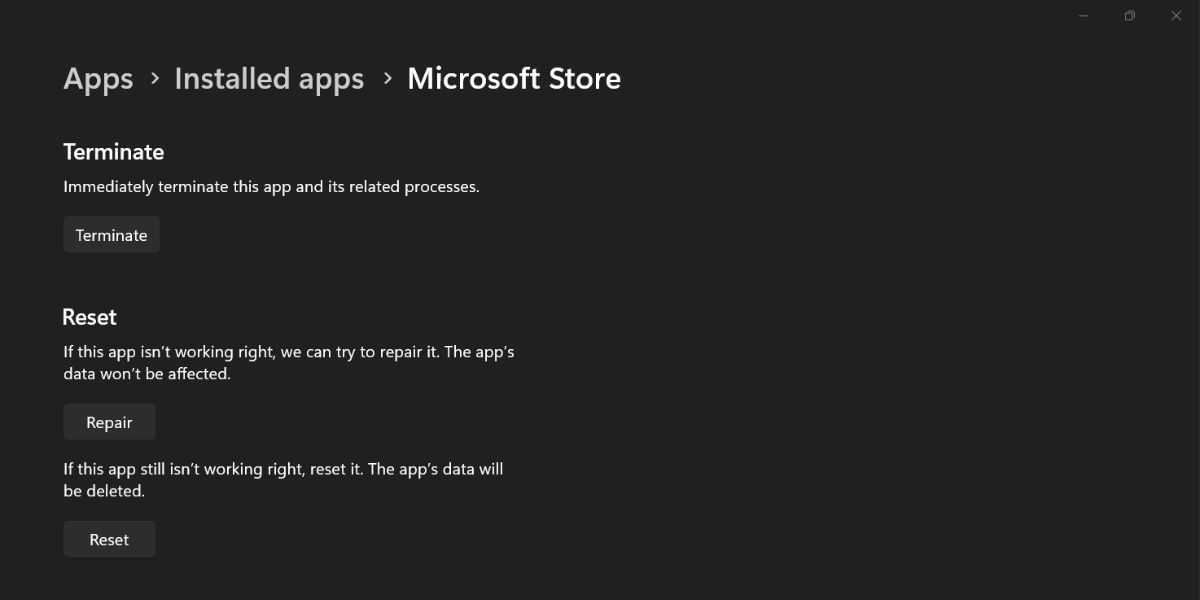 Encerre e reabra o aplicativo Microsoft Store