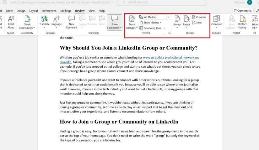 How to Use the Track Changes Tool in Microsoft Word
