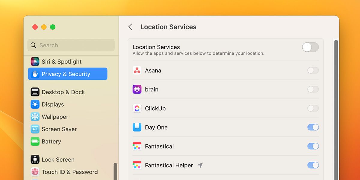 Turning off location services from settings