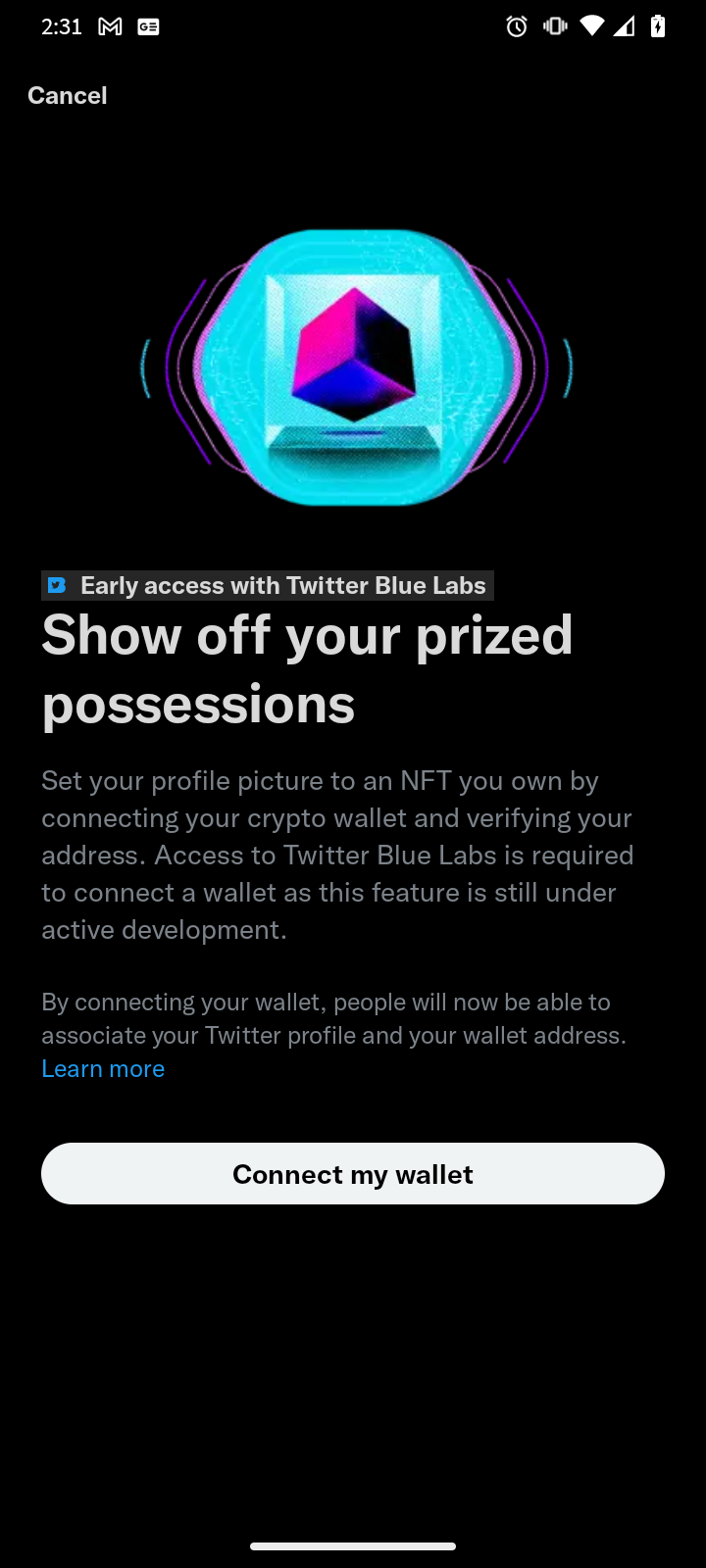 Information on NFT profile pictures on Twitter Blue