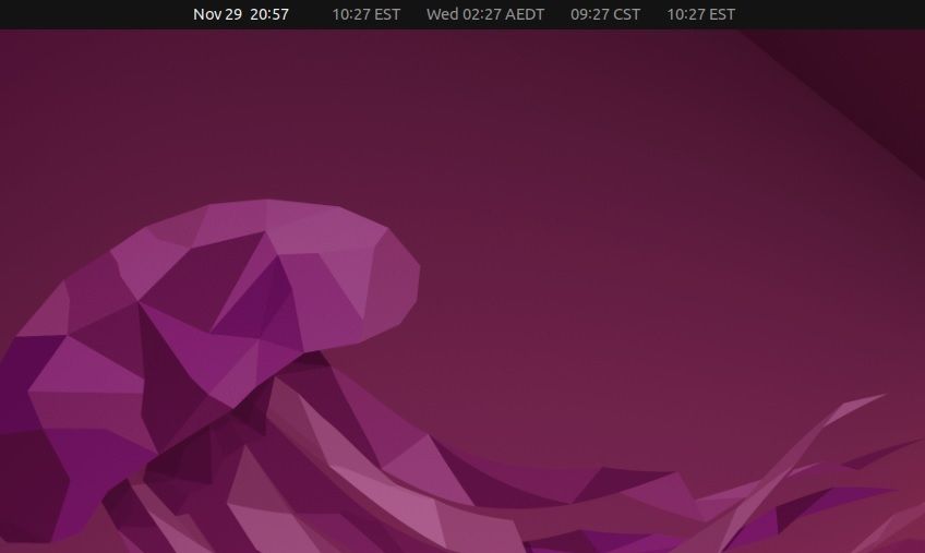ubuntu panel with multiple clocks