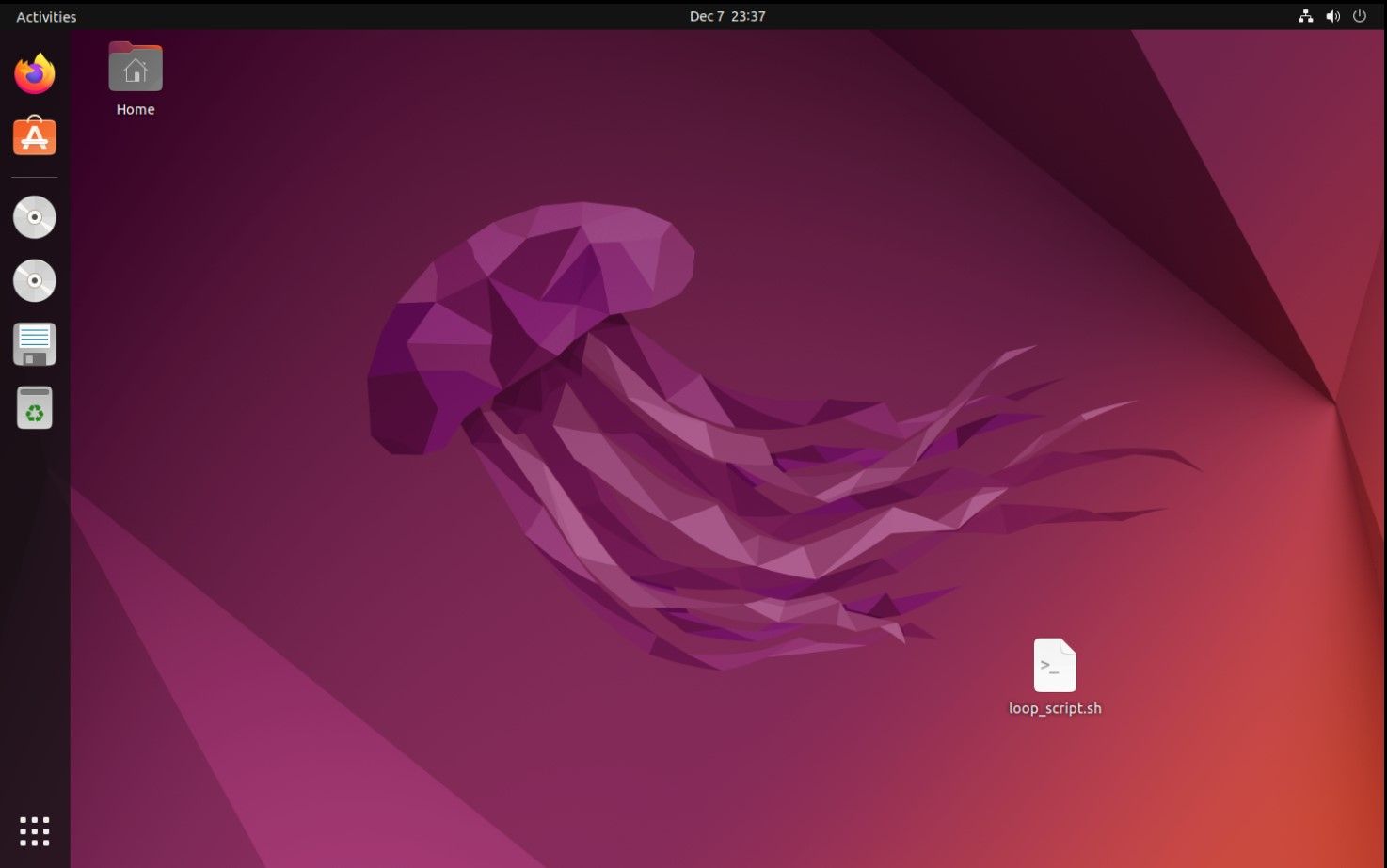 Desktop Ubuntu dengan ikon layar