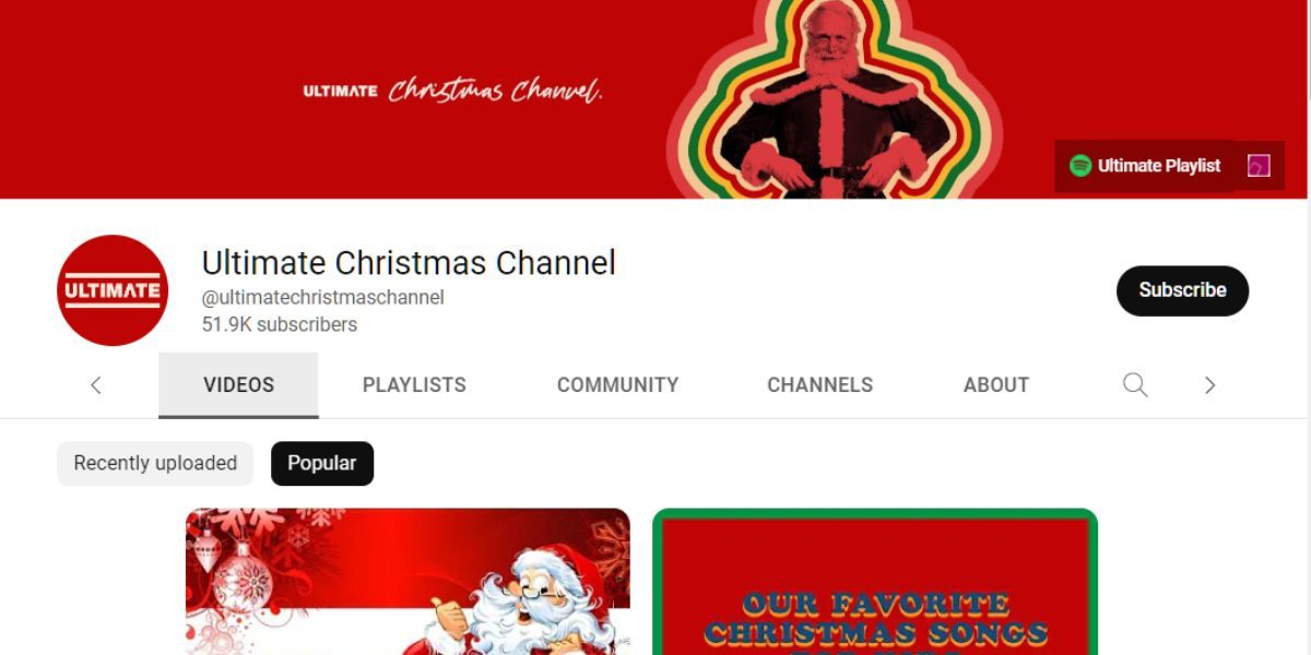 ultimate christmas channel on youtube