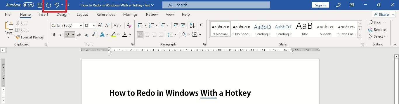 Undo and Redo Commands on a Word Document