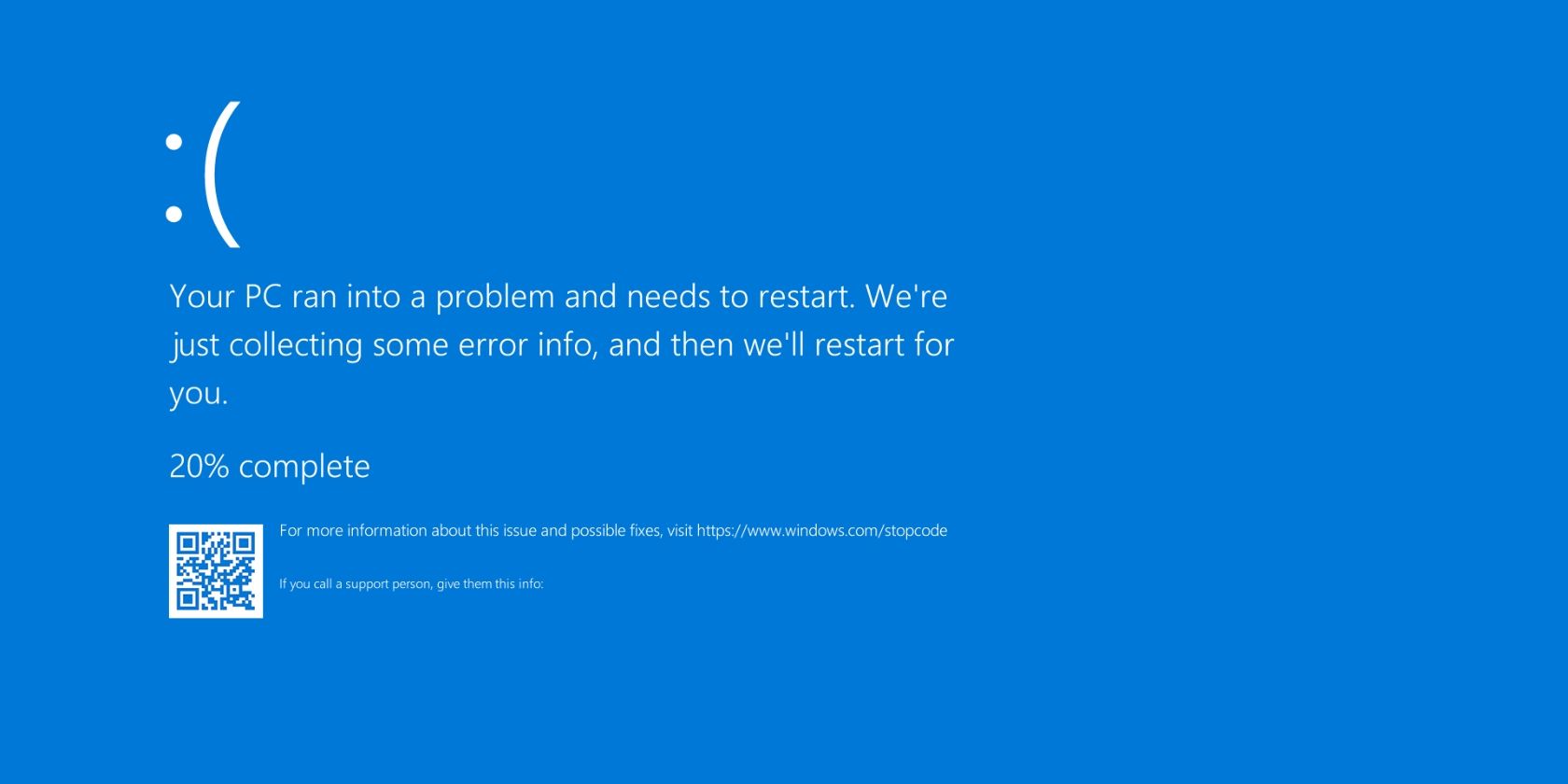 Image of the Windows crash page