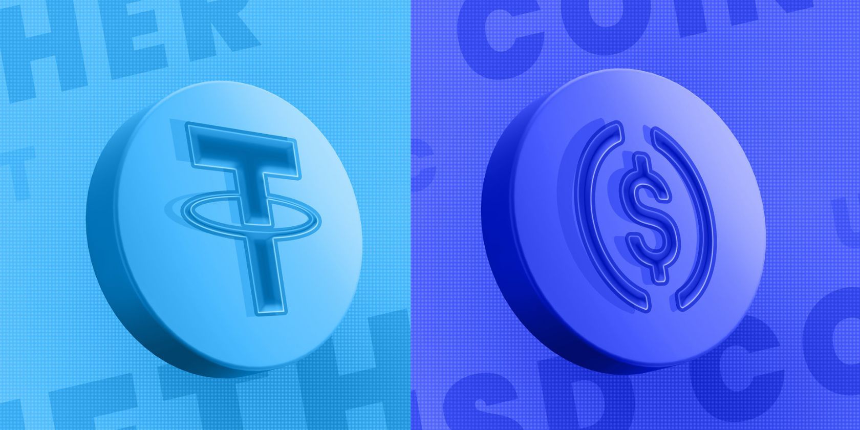 split image of tether and usd coin charts