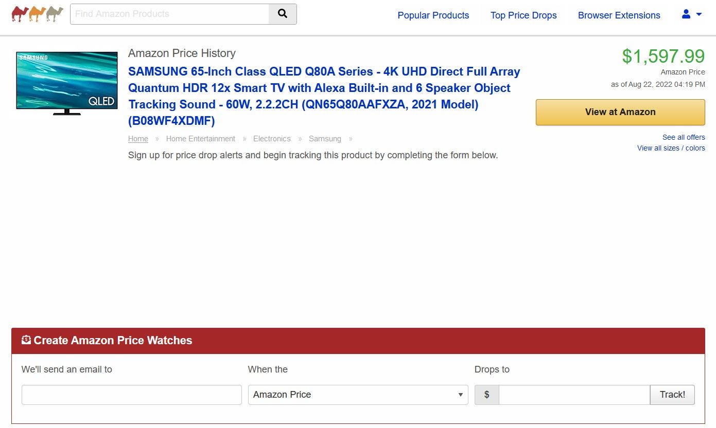 Utilisez l'outil de suivi des prix d'Amazon sur le site Web de camelcamelcamel