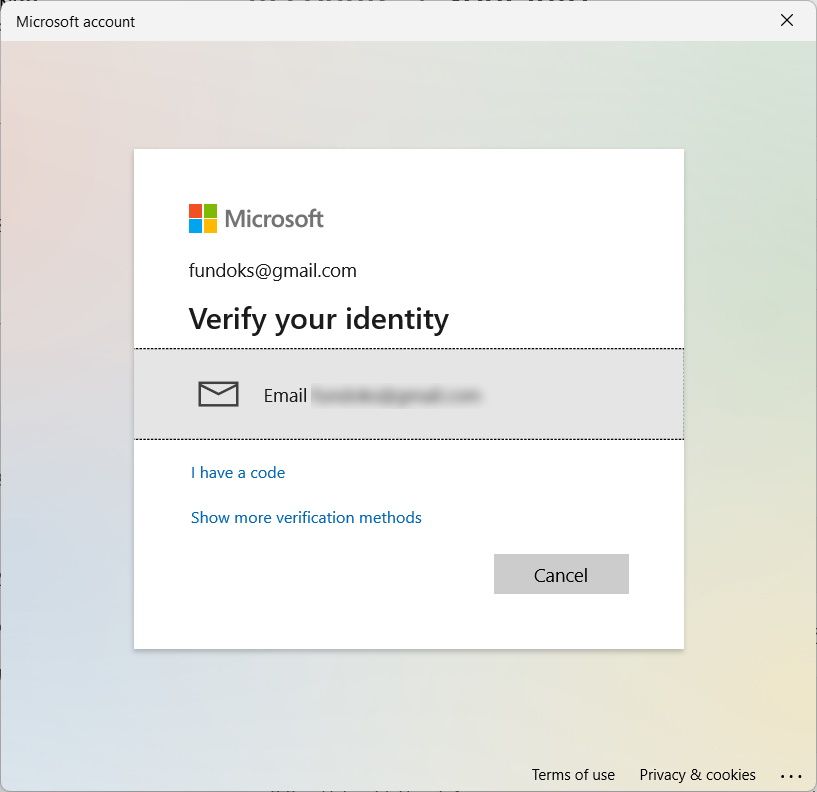 Verificación de identidad al iniciar sesión en la cuenta de Microsoft en Windows 11