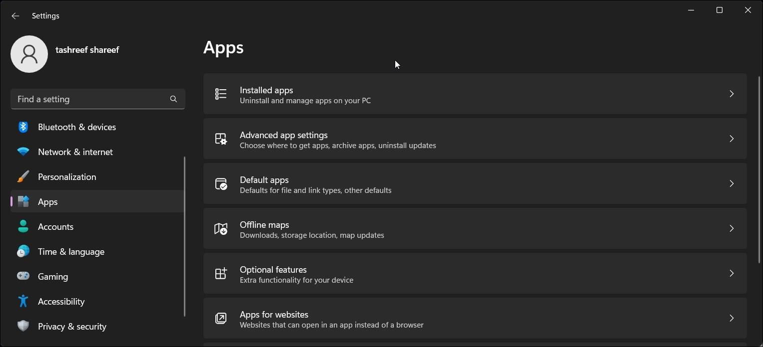 windows 11 settings apps installed apps