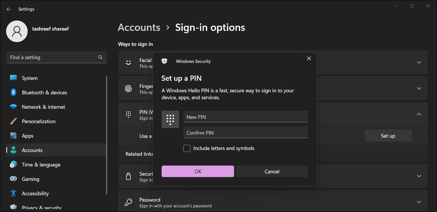 Windows 11 sign in options add new pin 1