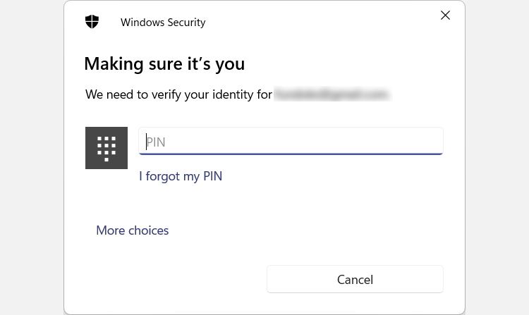 un indicador de seguridad de Windows para ingresar HELLO PIN en Windows 11