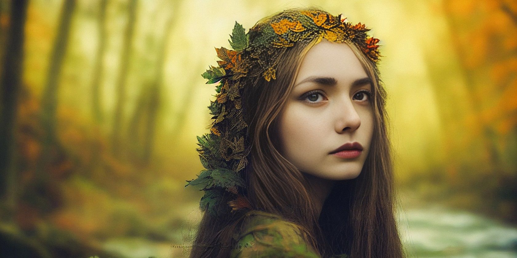 woman-with-flowers-in-green-forest