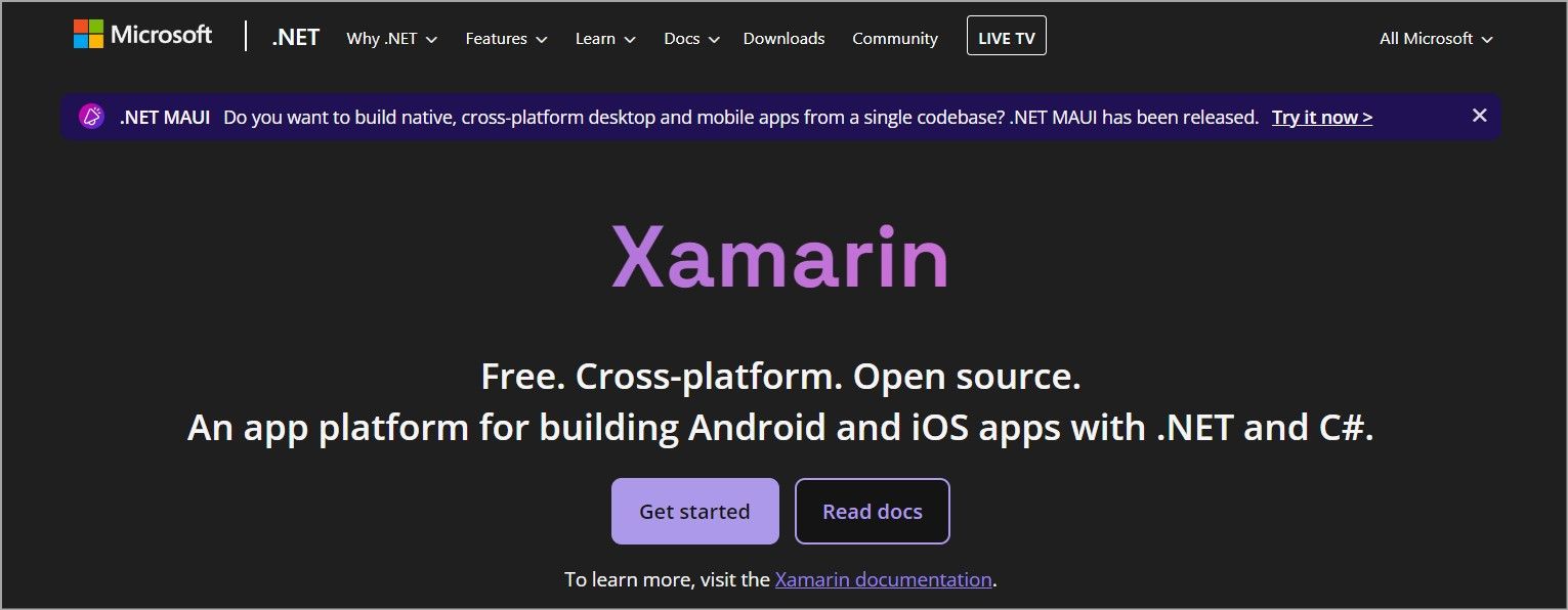 Xamarin home page