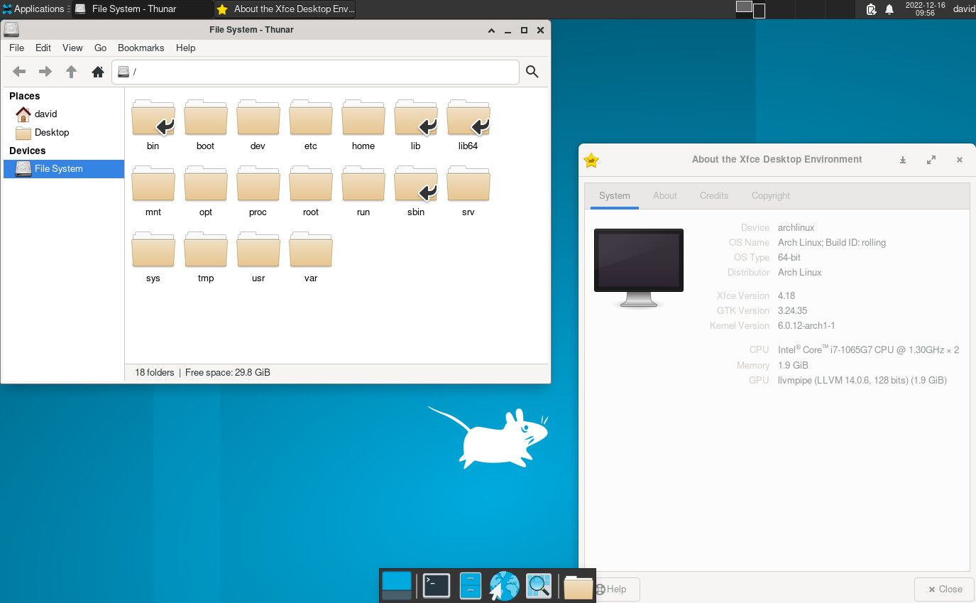 Xfce-4.18 Desktop on Arch Linux