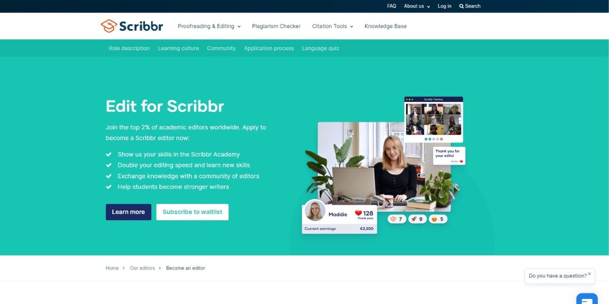 Scribbr Editor application 