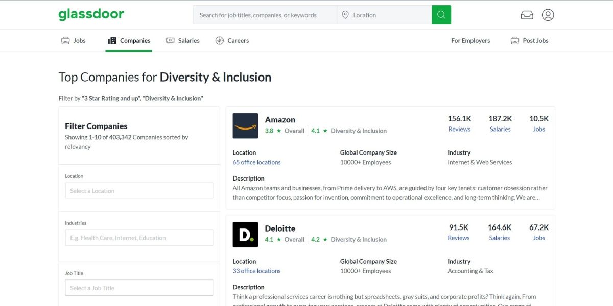 Top Companies for Diversity and Inclusion Glassdoor